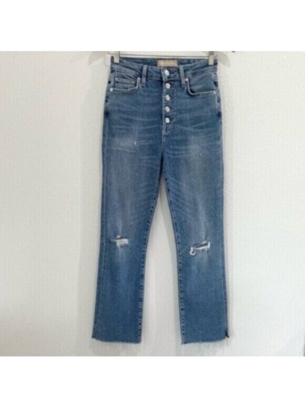 7 For All Mankind High Rise Slim Kick Jeans Boho Minimalist Button Fly